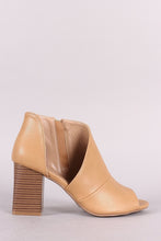 Load image into Gallery viewer, Qupid Peep Toe D Orsay Chunky Stacked Heel Booties