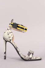 Load image into Gallery viewer, Studded Open Toe Ankle Strap Stiletto Heel
